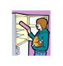 Ikon för person tömmandes kylskåp